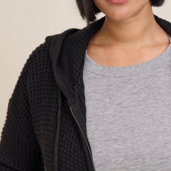 🆕 Black Waffle Cardigan Hooded Sweater 1 1X 14 16 NWT Torrid New! - Picture 3 of 6